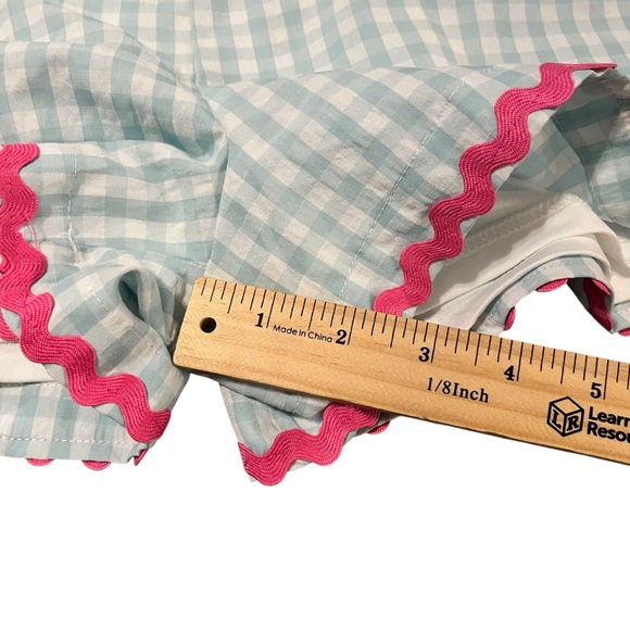TCEC Blue Gingham & Pink Ric Rac Short Set - Size Large - Picture 14 of 14